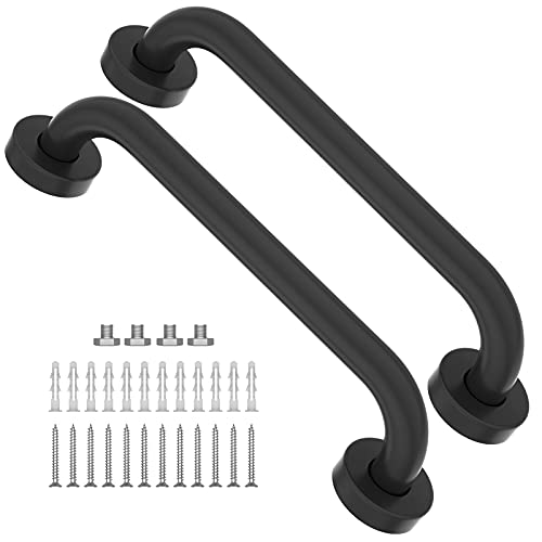 2 Pack 12 Inch Oil Rubbed Black Shower Grab Bar, Imomwee Stainless Steel Elderly Safety Bars, Bathroom Shower Balance Bar, Hand Rail Support, Handicap Senior Disabled Assist Bath Handle (1" Diameter) #TOP22