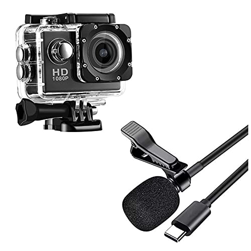 TechKing Combo Pack of 2 Items - 1080p Sports Waterproof Action Camera, Compact Metal Mic Type-C/Clip Microphone (1 Year Warranty)-picture-18