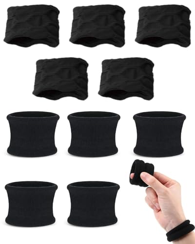 WUNZILO 10 pcs Gomas de Pelo Negras Elásticas de Algodón Cintas de Pelo Grandes para Coletero Banda de Cabello Negra para Mujer Niñas para Pelo Grueso Pesado y Rizado, 6,5 Pulgadas