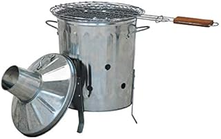 CrazyGadget® 15L 15 Litre Galvanised Metal Incinerator Mini Garden Fire Bin BBQ & Grill Mesh Rack for Cooking & Burning Wood, Leaves, Paper etc