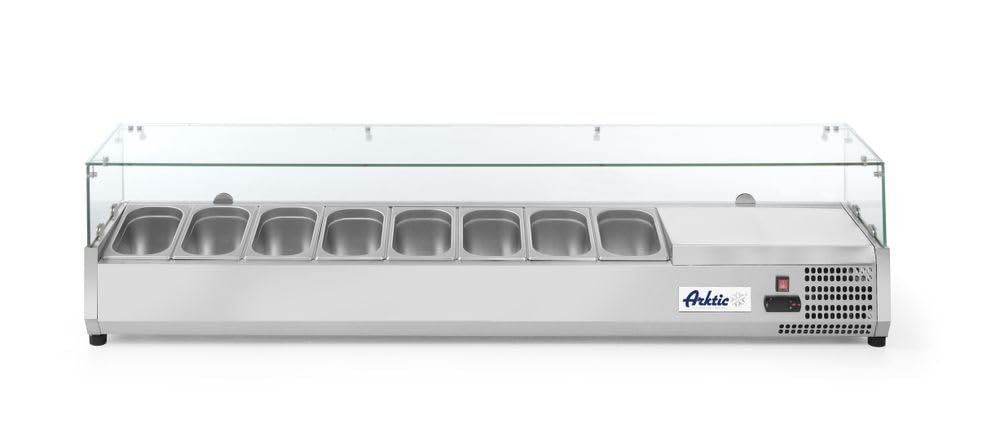 HENDI Vitrina expositora refrigerada GN 1/4 para servicio - 8x GN 1/4-230V / 180W - 0/8˚C - 1805x335x(H)430 mm