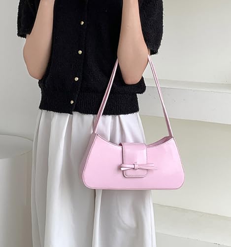 Image of Shoulder Bag for Women, Hobo Handbags Trendy Y2K Purses Patent Leather Clutch Bag Cute Bow Purse