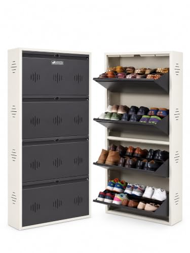 StayHappy Double Decker Metal Shoe Rack | 4 Door Shoe Rack with 8...