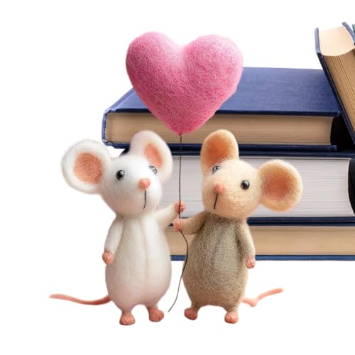 Ratón de Fieltro con Aguja | Ligero Recuerdo Decorativo - de Ratón de Fieltro para San Valentín | Para Hogar Oficina Interior Colección De Navidad