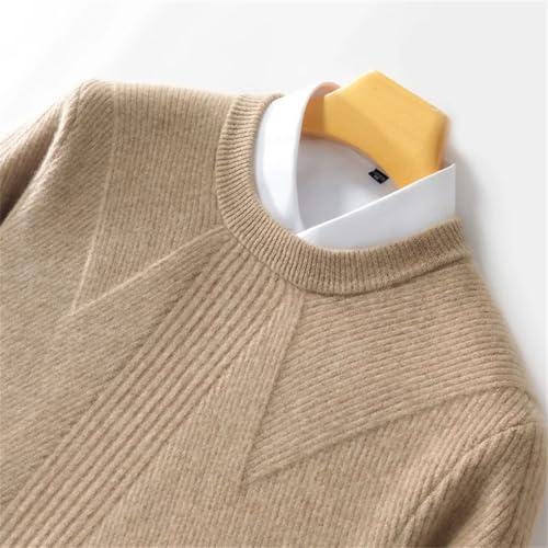 Men's Crewneck Winter Sweater Textured Wool Warm Pullover Simple Business Classic Jumper3
