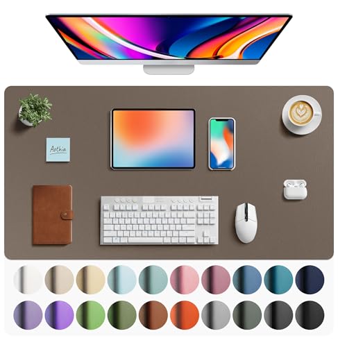 Image of Aothia Faux Leather Desk Mat - Large Mouse Pad, Non-Slip PU Leather Blotter, Waterproof Writing Surface for Office and Home (Coffee, 40 inch x 24 inch)