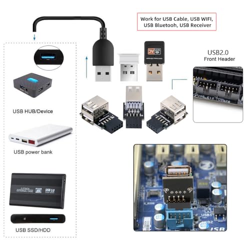 Adaptadores USB 2.0 para panel frontal placa madre 3 piezas miniatura 6