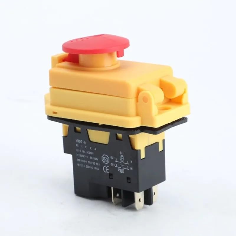 Electromagnetic Switch 4/5 Pin 120V 220V ON-Off Momentary Reset Push Button with Cover IP55 Waterproof ReplaceYCZ3-C，KJD17B(5 Pins,110V)