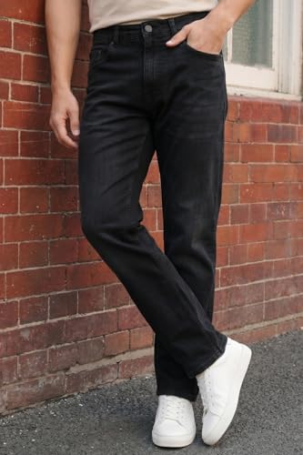 Image of Louis Philippe Men's Regular Fit Stretch Fabric for Comfort Premium Wash Aesthetic Authentic Twill and Durable Jeans