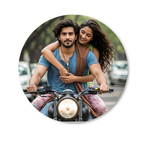 Image of Customised Photo Fridge Magnet | Personalized Refrigerator Magnet with Name & Picture | Memory Gift for Loved Ones (Round)