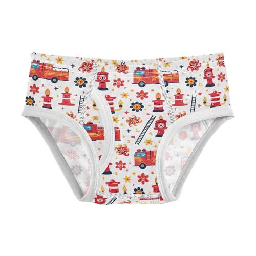 visesunny Boys Cotton Underwear Fire Truck Ladder Flower Printed Toddler Soft Training Briefs Size 2T-8Y for Kids