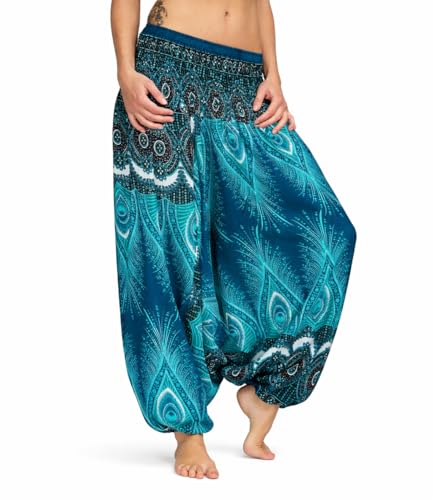 Mienloco Aladinhose Pumphose Yoga Damen Herren Sommer (Standard, Petrol)