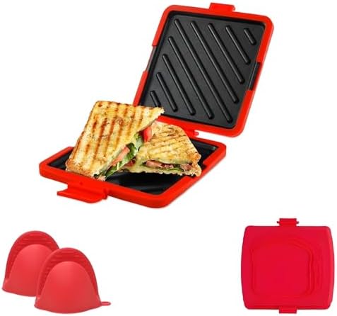 Gettoreach Microwave Toastie Sandwich Maker, portables 3 in 1 Toastie Makers, Easy to Clean and Time Saving Fast for Breakfast(Red)