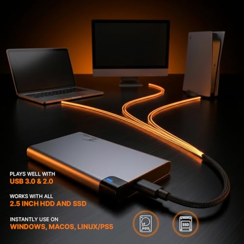 Image of TECHIE 2.5 inch External Hard Drive Enclosure, SSD /HDD Enclosure, USB 3.1 Gen 2, Type-C Aluminum Case, Tool-Less Fast Transfer, Up to 4TB