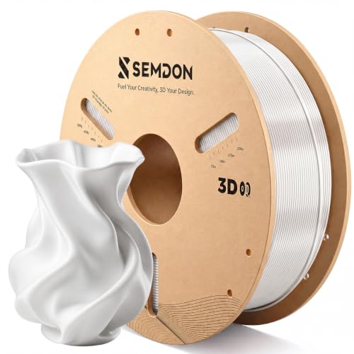 Image of 3D Printer Filament, Silk White PLA 1.75mm 1kg Spool (2.2lbs) - High Gloss Silk PLA Filament, Dimensional Accuracy + /- 0.02 mm, Fits Most FDM Printers