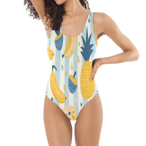 Monokini sexy slim ananas jaune bikini une pièce maillot de bain femme