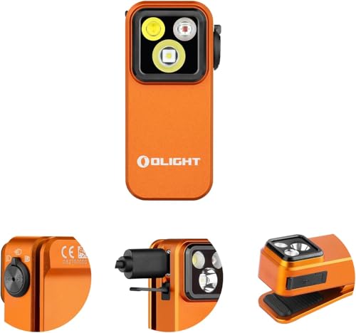 OLIGHT Oclip Pro 500 Lumens 3 Light Sources Clip on Torch USB-C Rechargeable EDC Lamp with Magnetic Base Compact LED Flashlight for Working Cycling Running and Safety Warning (Orange)