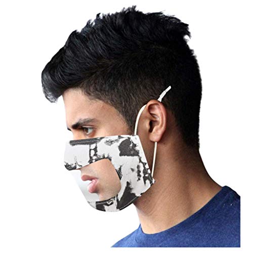 Preisvergleich Produktbild SHUANGA transparent Gesichts Mund, Wiederverwendbare Staubschutzn, Süße Mundschutz Kälteschutz für Unisex wandern Radfahren Camping Outdoor außenbereich Home Office Face Cover Design für Taubstumm
