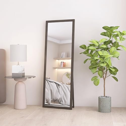 AUFHELLEN Standspiegel mit Braun Rahmen aus Holz 140x50cm HD Groß...