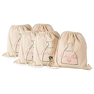 FremiBag Happy Bride & Team Bride stoffen tassenset – gymtas voor het vrijgezellenfeest van katoen