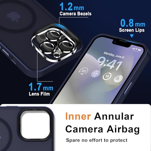 Image of MOCCA Magnetic Shockproof for iPhone 12 Pro Max Case,Deep Blue | 10ft Drop | Compatible with MagSafe | w / Screen & Lens Protectors | Anti-Slip Matte | Raised Camera & Screen Lip | Ultra-Slim