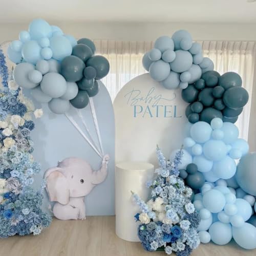 Image of MLMC 6FT Arch Backdrop Cover Blue Fitted Spandex Backdrop Stand Cover Stretchy Round Top Chiara Arch Cover for Baby Shower Birthday Party Wedding Ceremony Photography Background Decor 6x2.6FT