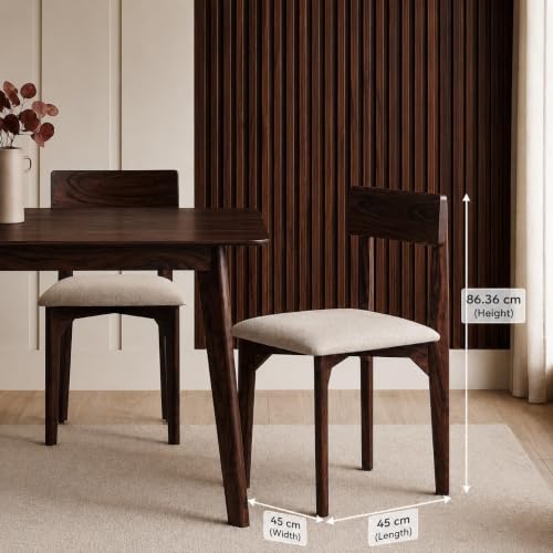 Image of UK FURNITURE Sheesham Wood 4 Seater Dining Set | Includes 2 Chairs & 1 Bench | Solid Wood Dining Table Set for Dining Room(Walnut, 4 Seater)