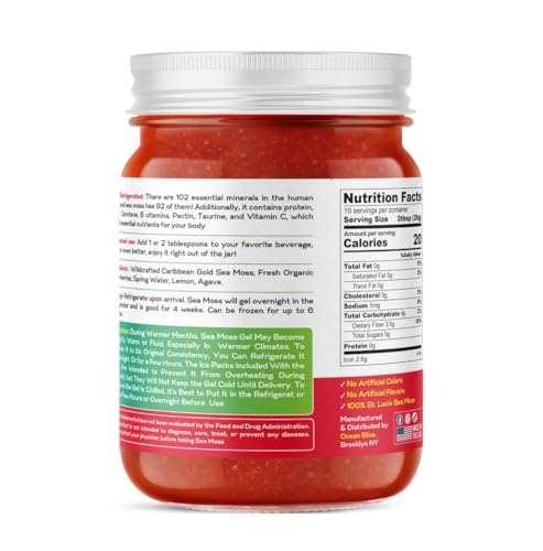 Sea Moss Gel Wildcrafted-Organic Fresh Fruits -Made in USA- 92+ Vitamins & Minerals Non-GMO Vegan Gluten-Free - Caribbean Gold Seamoss for Gut Health, Immunity, Energy & Digestion (Strawberry, 16 oz) - Image 5