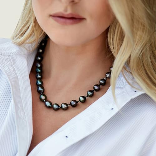 The Pearl Source 9.0-11.0mm Tahitian Pearl Baroque Necklace for Women - 14k Gold Pearl Strand Necklace | 18in Length Pearl Necklace with Genuine Cultured Pearls2