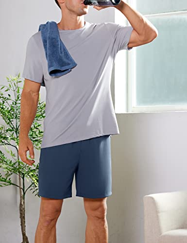 Crz Yoga Men's Four-Way Stretch Workout Shorts - 7" Soft Durable Gym Athletic Running Hiking Shorts With Zip Pockets Electric Blue X-Small #TOP3