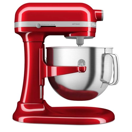 Image of KitchenAid 6.6L Bowl-Lift Stand Mixer, Candy Apple Red - Stainless Steel Whisk, Flat Beater, Dough Hook, Double-Sided Flex Edge Beater & Pouring Shield