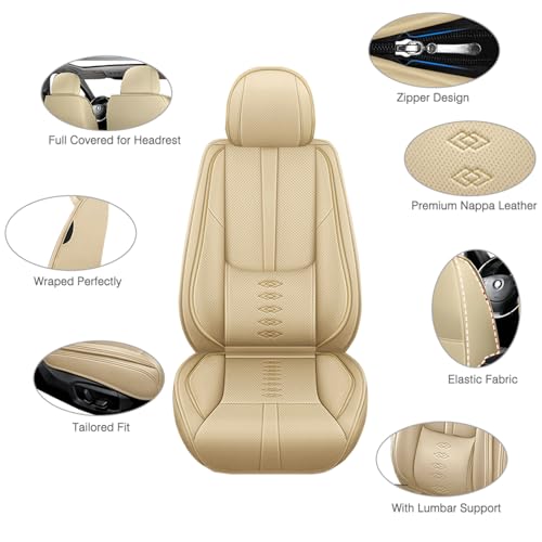 Leather Seat Covers for BMW 535 2008-2016,Premium Car Seat Covers Full Set,Waterproof Car Seat Protectors with Airbag,Comfort Interior Cover Seats for Cars(Beige)