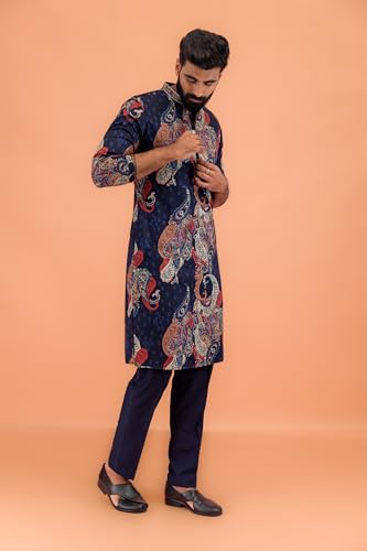 Image of Kisah Men's Cotton Blend Printed Kurta Set Regular Fit | Ethnic, Traditional & Occasion Wear