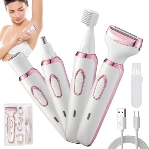 Image of AVNISH 4-in-1 Multi Trimmer for Women Shaver Electric Facial Razor, Rechargeable Cordless Multipurpose Hair Remover Shaver Face, Leg, Eyebrow, Underarms, Bikini Trimmer, 60 minutes Runtime, White