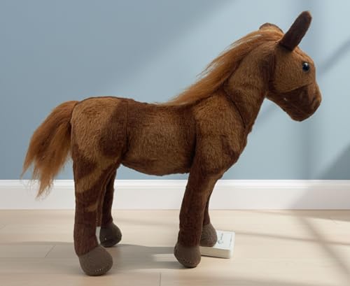 Image of Tickles Soft Stuffed Plush Animal Standing Horse Toy for Kids (Size: 40 cm Color: Brown)
