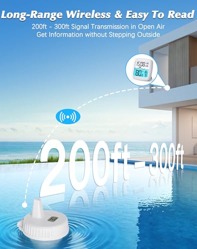 Image of Wireless Pool Thermometer Floating Easy Read, Water Temperature Monitor | IPX8 Waterproof Digital Thermometer, Instant Display with 2 Sealing Wrenches for Swimming Pool, Spa, Hot Tub, Cold Plunge