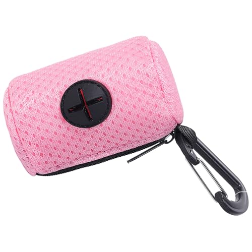 Mllepjdh Practical Dog Poop Bag Dispenser Pet Waste Bag Holder MeshFabric Poop Bag Dispenser For Dogs Walking Outdoor Dog Supply Pet Poop Bag Dispenser, Pink