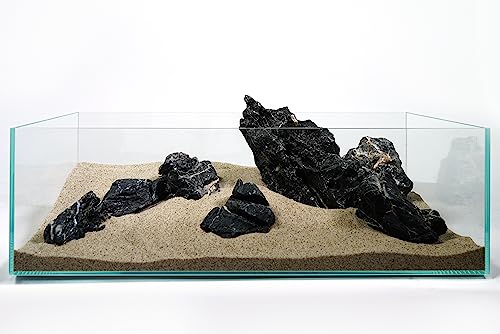 Image of LANDEN Dark SEIRYU Stones Natural Rocks (3~11 inches,11pcs) x2 40Lx 2 Cases Total 80L 37lbs for Aquarium, Paludarium, Terrariums, Landscaping Rocks, Decorative Aquarium Rocks