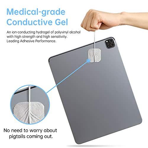 Extra Large Tens Unit Replacement Pads 4'' X 4" (12 Pcs) With Pad Holder, Reusable And Self-Stick Electrodes Tens Pads Compatible With Auvon Tens 7000 Ems Machine (Latex-Free And Nonirritating) #TOP2