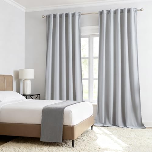 Treatmentex Light Grey Velvet Curtains Panels for Bedroom 84 Inches Long Soft Velvet 70% Moderate Room Darkening WindowDrapes for Living Room Back Tab and Rod Pocket Top, 42' w 2Panels