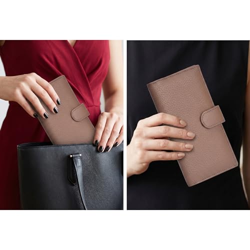 Image of Oak Leathers Checkbook Cover Slim Minimalist For Men with RFID Blocking Credit Card Holder Wallet (Nude)