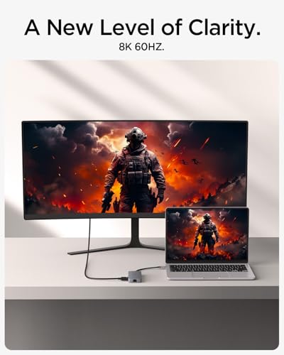 Spigen 6-in-1 Type-C Hub with Multi Port (1 x USB-C 100W, 1 x USB-C, 2 x USB-A (USB 3.1 Gen 2, Upto 10Gbps), 1 x HDMI(8K, 60Hz), 1 x Ethernet Port for Tablet, Laptop and MacBook etc.) - Dark Silver