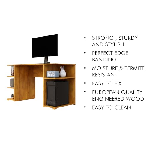 Image of Bniture Wooden Study Table for Home | Engineered Wood Study Table with Side Shelf Storage | Multi Purpose Computer Desk for Writing & Study | Laptop Table for Study Room & Workstation | Giant Wood