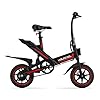 Electric Bike for Adults Teens, 14" Folding Electric Bicycle,Commuter City E-Bike with 350W Motor and 36V 10.4Ah Battery,3 Levels Assist, Dual Disc Brakes,40 Miles PAS Range Mini E Bikes (Black&Red) #1