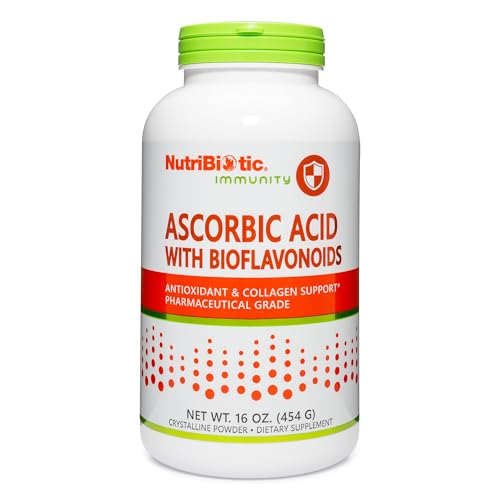 Image of NutriBiotic - Ascorbic Acid with Bioflavonoids Powder, 16 Oz | Highly Soluble Antioxidant & Collagen Support Supplement | 2000 Mg Vitamin C with Lemon Bioflavonoid Complex | Vegan, Gluten & GMO-Free