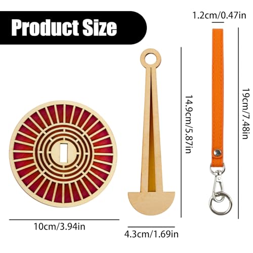 Image of Portable Wrist Yarn Holder - Orange Twizzling Yarn Organizer with Leather Wristband and Wooden Stand, Ideal Knitting Supplies & Crocheting Gift for Craft Enthusiasts