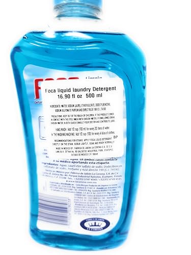 Foca Liquid Laundry Detergent 500 ml (16.9 fl oz) – Biodegradable Blue Liquid Soap for Clothes – Fresh Clean Scent, Gentle & Effective on Fabrics – Made in Mexico by La Corona - Image 6