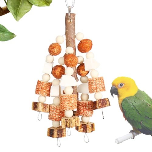 インコ用おもちゃ 天然木製かじり プレイジム - 鳥かごおもちゃ 噛む遊び 木製装飾 かごアクセサリー | オウム コキート ラブバード マカオ コカトゥ用のインタラクティブゲーム