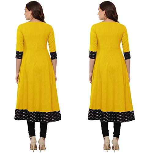 Image of NATEK Cotton Anarkali Printed Border Kurtis for Women Combo Pack of 2