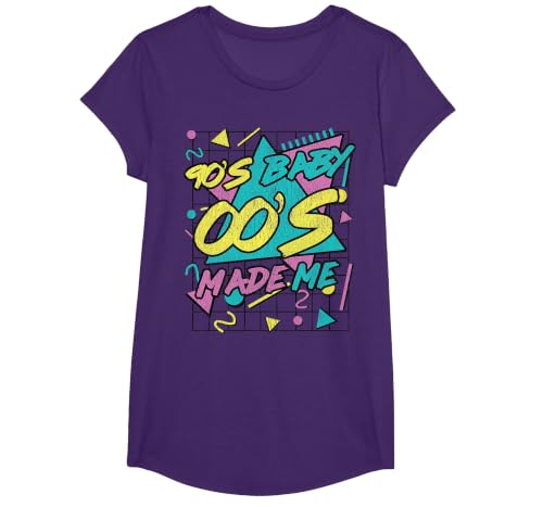 90's Baby 00's Made Me 1990s Vibes 90s Culture T-Shirt, Girls, Purple, X-Small